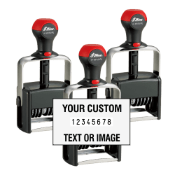 various Shiny brand heavy duty self-inking custom number and text stamps